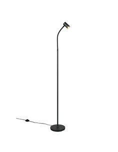 Luminária de chão TARYN 133,5 cm, ajustável, com foco embutido (lâmpada não incluída: 1 x GU10, máx. 5 W), IP20, preta.