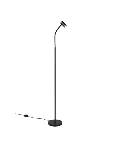 Luminária de chão TARYN 133,5 cm, ajustável, com foco embutido (lâmpada não incluída: 1 x GU10, máx. 5 W), IP20, preta.