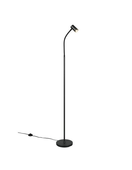 Luminária de chão TARYN 133,5 cm, ajustável, com foco embutido (lâmpada não incluída: 1 x GU10, máx. 5 W), IP20, preta.