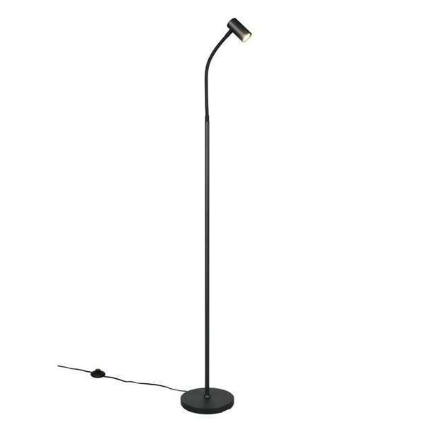 Luminária de chão TARYN 133,5 cm, ajustável, com foco embutido (lâmpada não incluída: 1 x GU10, máx. 5 W), IP20, preta.