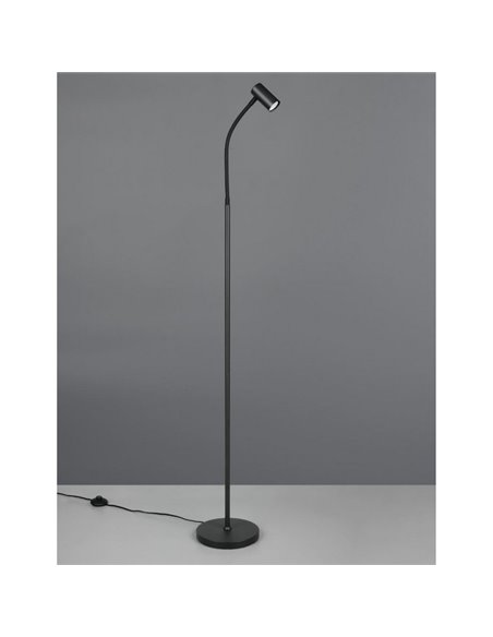Luminária de chão TARYN 133,5 cm, ajustável, com foco embutido. Lâmpada não inclusa: 1 x GU10, máx. 5 W, IP20, preta.