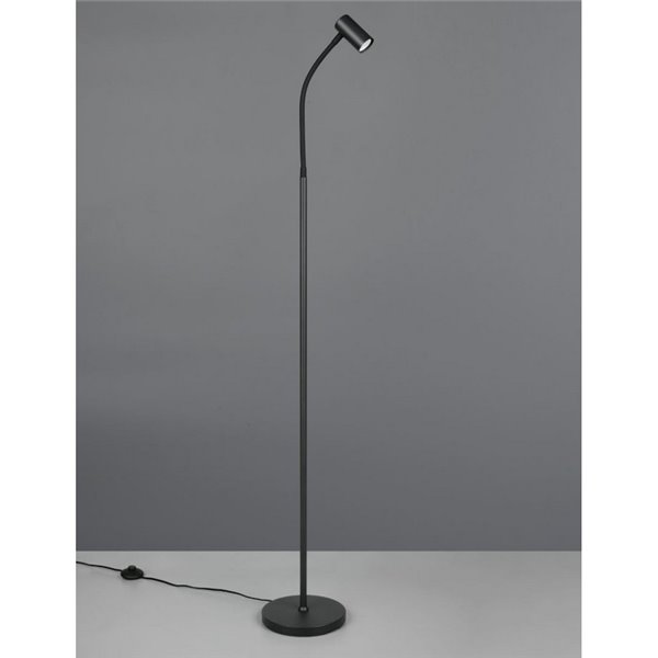 Luminária de chão TARYN 133,5 cm, ajustável, com foco embutido (lâmpada não incluída: 1 x GU10, máx. 5 W), IP20, preta.