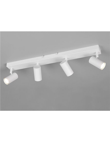 Regleta de 4 focos de techo TARYN bombilla excl. 4x GU10 max. 5W IP20 Blanco