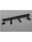 Regleta TARYN de 4 focos de techo bombilla excl. 4x GU10 max. 5W IP20 Negro