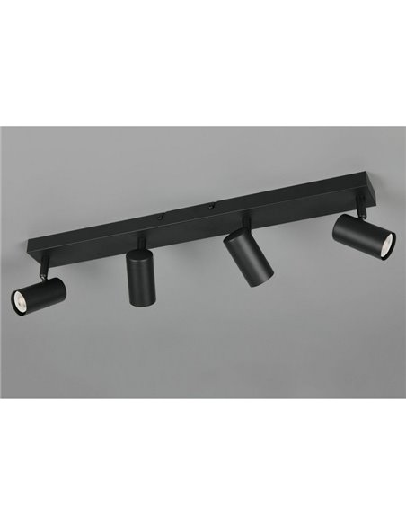 Regleta TARYN de 4 focos de techo bombilla excl. 4x GU10 max. 5W IP20 Negro