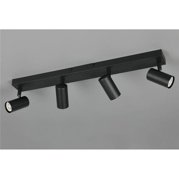 Luminária de teto TARYN com 4 lâmpadas (4x GU10 máx. 5W, IP20, preta), lâmpadas não incluídas.