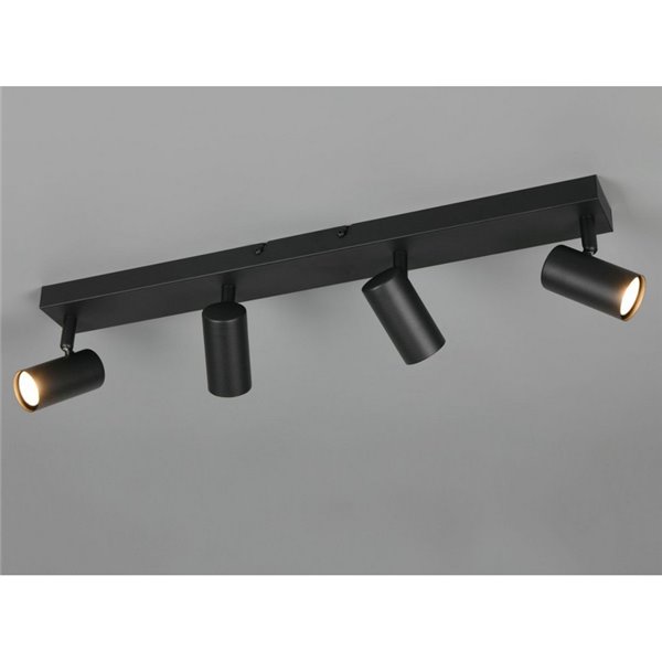 Regleta TARYN de 4 focos de techo bombilla excl. 4x GU10 max. 5W IP20 Negro