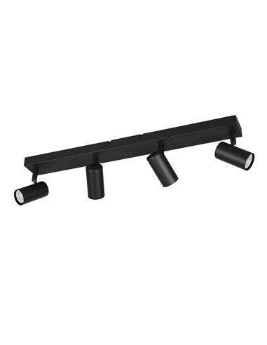 Luminária de teto TARYN com 4 lâmpadas (4x GU10 máx. 5W, IP20, preta), lâmpadas não incluídas.