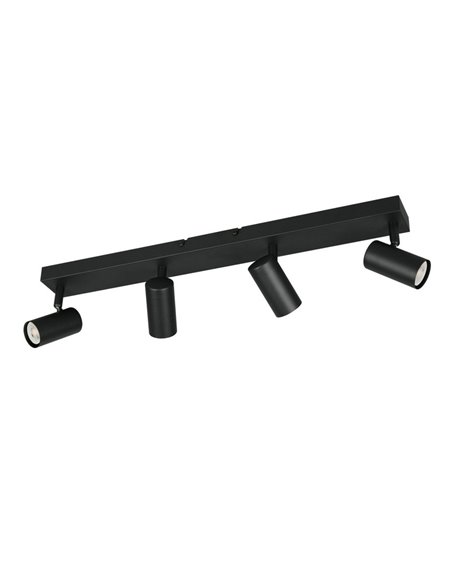 Regleta TARYN de 4 focos de techo bombilla excl. 4x GU10 max. 5W IP20 Negro