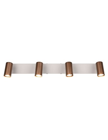Réglette de plafond TARYN à 4 spots, ampoules non incluses, 4 x GU10 max. 5 W, IP20, couleur café