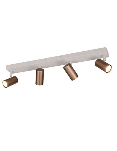Réglette de plafond TARYN à 4 spots, ampoules non incluses, 4 x GU10 max. 5 W, IP20, couleur café