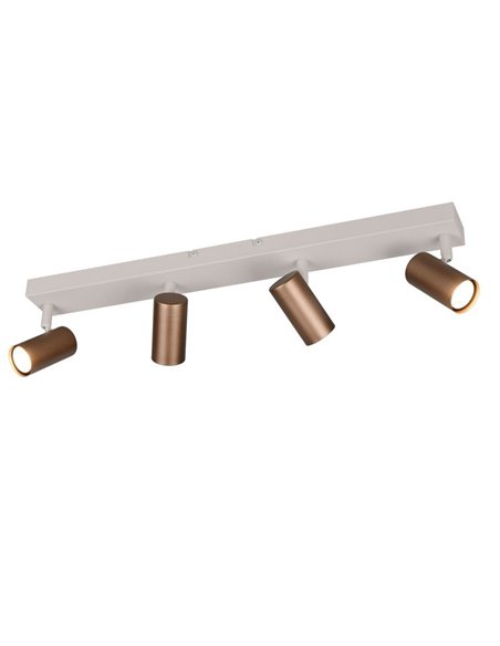 Réglette de plafond TARYN à 4 spots, ampoules non incluses, 4 x GU10 max. 5 W, IP20, couleur café