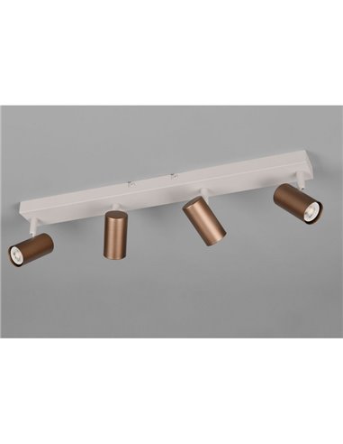 Réglette de plafond TARYN à 4 spots, ampoules non incluses, 4 x GU10 max. 5 W, IP20, couleur café