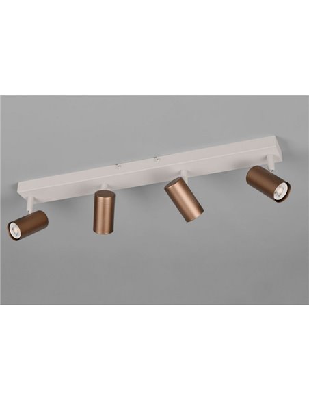 Réglette de plafond TARYN à 4 spots, ampoules non incluses, 4 x GU10 max. 5 W, IP20, couleur café