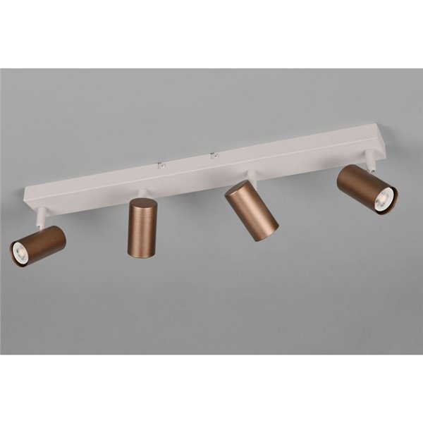 Réglette de plafond TARYN à 4 spots, ampoules non incluses, 4 x GU10 max. 5 W, IP20, couleur café
