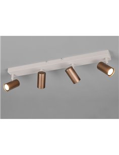 Réglette de plafond TARYN à 4 spots, ampoules non incluses, 4 x GU10 max. 5 W, IP20, couleur café 2