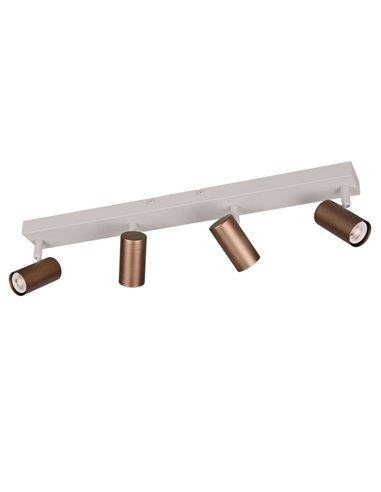 Regleta de 4 focos de techo TARYN bombilla excl. 4x GU10 max. 5W IP20 Café