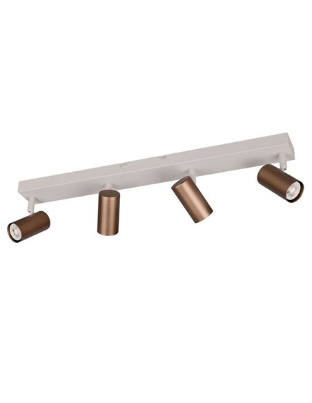 Réglette de plafond TARYN à 4 spots, ampoules non incluses, 4 x GU10 max. 5 W, IP20, couleur café