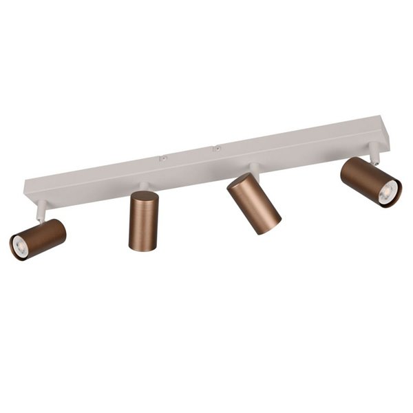Réglette de plafond TARYN à 4 spots, ampoules non incluses, 4 x GU10 max. 5 W, IP20, couleur café
