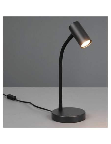 Lámpara de sobremesa TARYN, foco orientable, bombilla excl. 1x GU10 max. 5W IP20 Negro