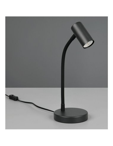 Lámpara de sobremesa TARYN, foco orientable, bombilla excl. 1x GU10 max. 5W IP20 Negro