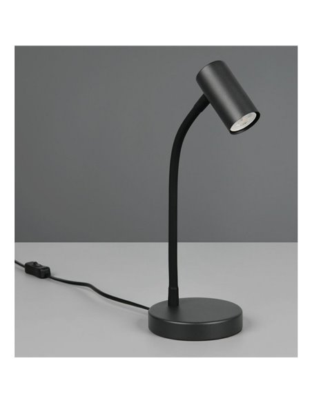 Lámpara de sobremesa TARYN, foco orientable, bombilla excl. 1x GU10 max. 5W IP20 Negro