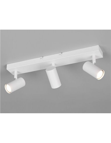 Regleta de 3 focos de techo TARYN bombilla excl. 3x GU10 max. 5W IP20 Blanco