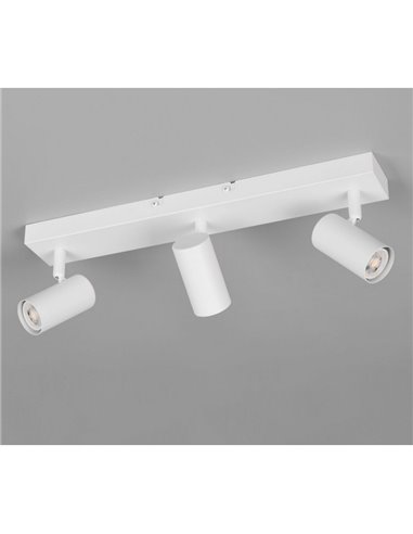 Regleta de 3 focos de techo TARYN bombilla excl. 3x GU10 max. 5W IP20 Blanco