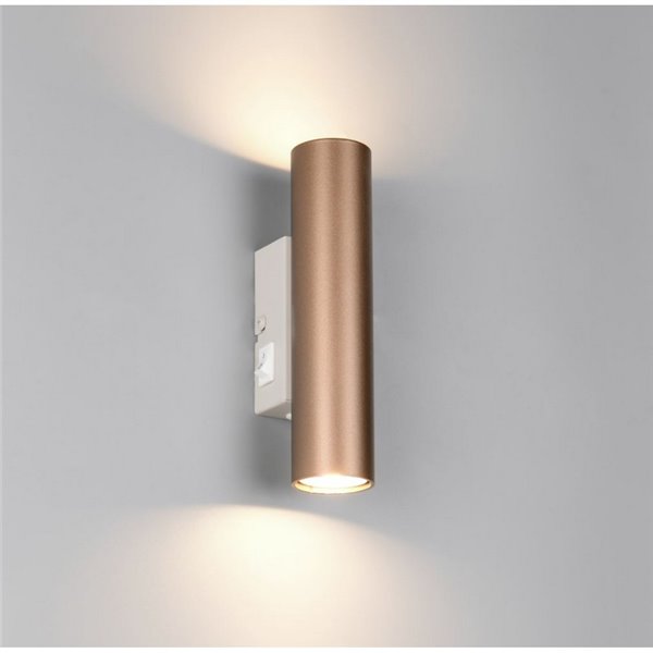 TARYN längliche Wandleuchte, Leuchtmittel nicht enthalten, 2 x GU10 max. 5 W, Schutzart IP20, Farbe: Kaffeebraun