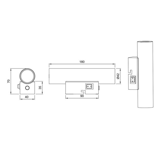 Aplique de pared alargado TARYN bombillas excl. 2x GU10 max. 5W IP20 Negro