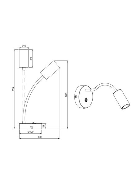 Aplique de pared orientable TARYN bombillas excl. 1x GU10 max. 5W IP20 Blanco