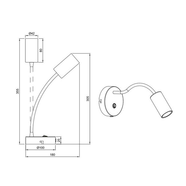 Luminária de parede ajustável TARYN, lâmpadas não incluídas. 1x GU10 máx. 5W IP20 Café