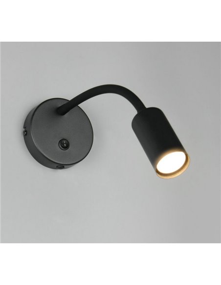 Aplique de pared orientable TARYN bombillas excl. 1x GU10 max. 5W IP20 Negro