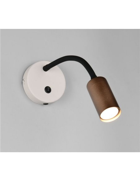 TARYN verstellbare Wandleuchte, Leuchtmittel nicht enthalten. 1x GU10 max. 5W IP20 Kaffeebraun