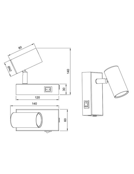 Foco de pared o techo TARYN orientable bombilla excl. 1x GU10 max. 5W Negro