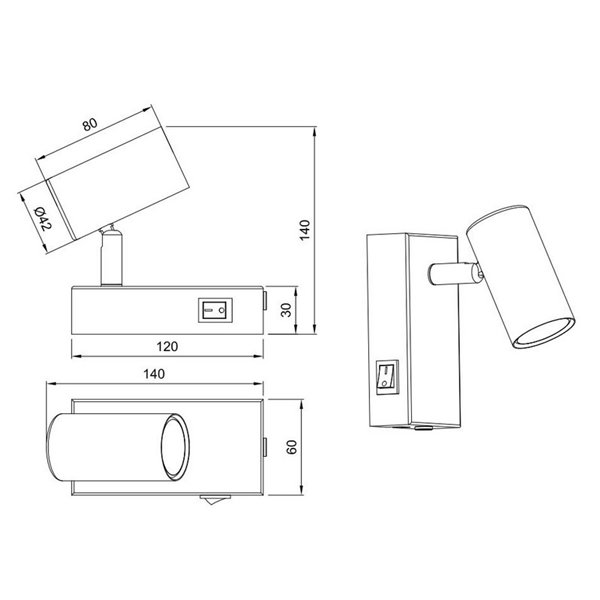 Foco de pared TARYN orientable bombilla excl. 1x GU10 max. 5W Negro