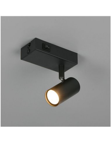 Refletor de parede ajustável TARYN, lâmpada não incluída. 1x GU10 máx. 5W Preto