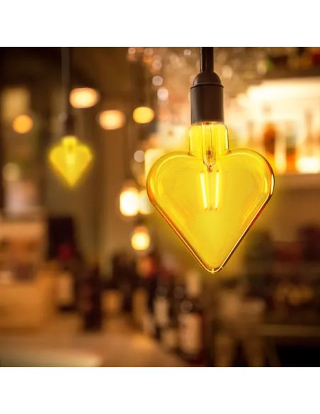 Bombilla de filamento LED con forma CORAZÓN E27, 4W equivale a 32W, 320Lm,  luz súper cálida 1800K