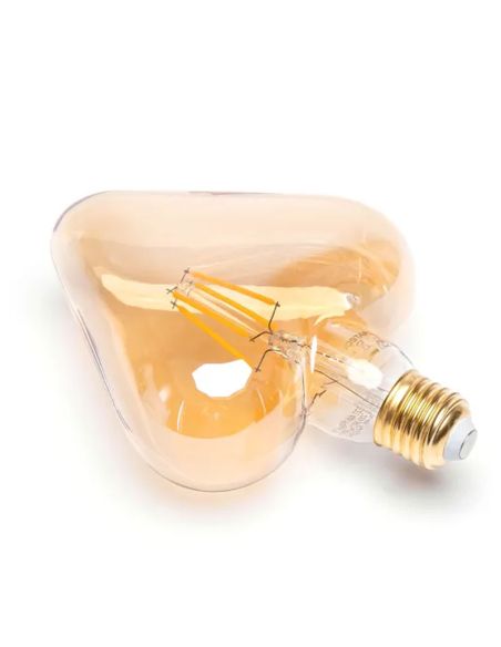 Lâmpada LED de filamento em formato de coração, soquete E27, 4W equivalente a 32W, 320 lúmens, luz super quente de 1800K.