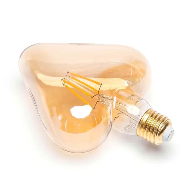 Bombilla de filamento LED con forma CORAZÓN E27, 4W equivale a 32W, 320Lm,  luz súper cálida 1800K