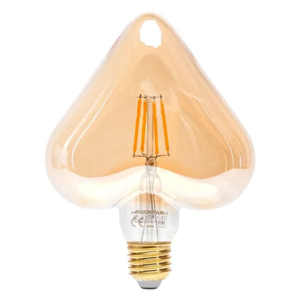 Bombilla de filamento LED con forma CORAZÓN E27, 4W equivale a 32W, 320Lm,  luz súper cálida 1800K