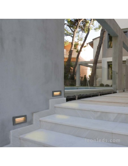 Retangular exterior LED embutido cinza claro Sedna 2 | Sinalizador LED Rebaixado Quadrado Moderno | Leon Iluminação LED