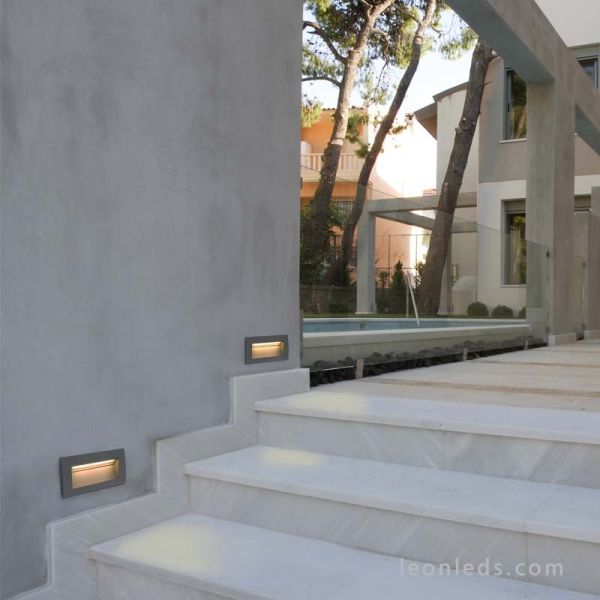 Empotrable LED Exterior rectangular Gris Sedna 2 | Baliza LED empotrable cuadrada moderna | LeonLeds Iluminación