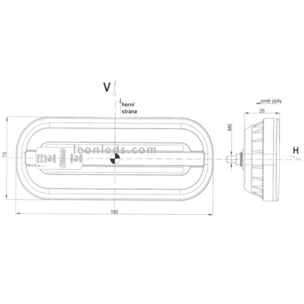 Dimensões da lanterna traseira de LED para reboque Fristom FT320 com indicador de direção progressivo | LeonLeds