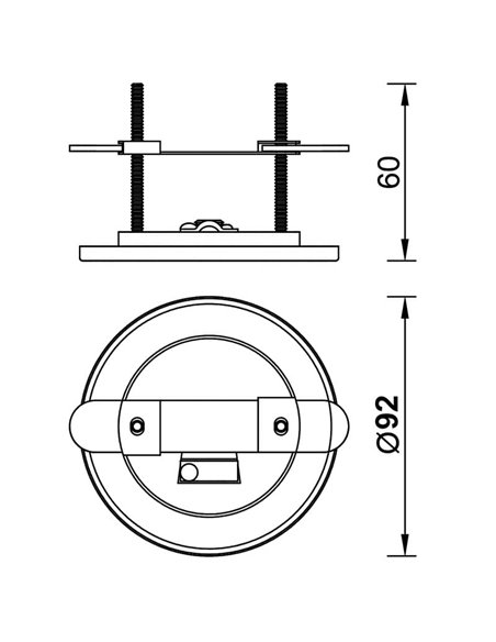 Base redonda embutida para plafon, 1 luminária modular, várias cores