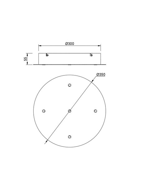 Base florón redondo 5 Luces MODULAR LIGHT 1, varios colores