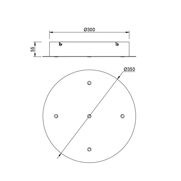 Rosace de plafond ronde pour 5 lampes, MODULAR LIGHT 1, couleurs variées