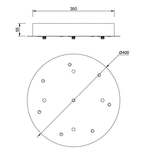 Rosace de plafond ronde, 8 lampes modulaires, 1 lumière, couleurs variées