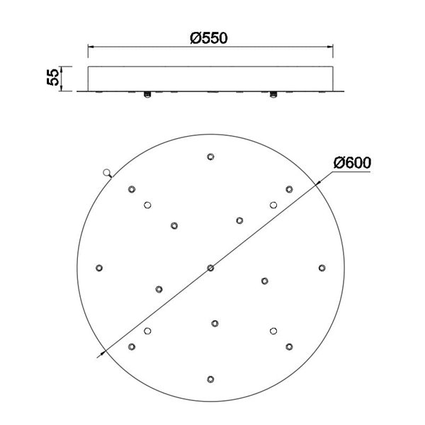 Base redonda para plafon com 14 lâmpadas, modelo MODULAR LIGHT 1, diversas cores.