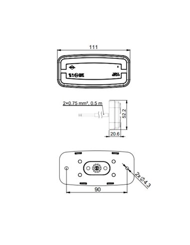 Piloto de galibo delantero LED Neon LD 2761 12/24V homologado IA A IP68 Blanco